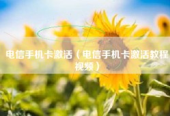 电信手机卡激活（电信手机卡激活教程视频）