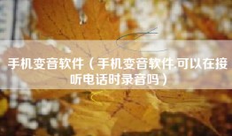 手机变音软件（手机变音软件,可以在接听电话时录音吗）