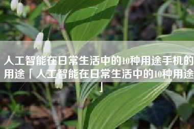 人工智能在日常生活中的10种用途手机的用途「人工智能在日常生活中的10种用途」